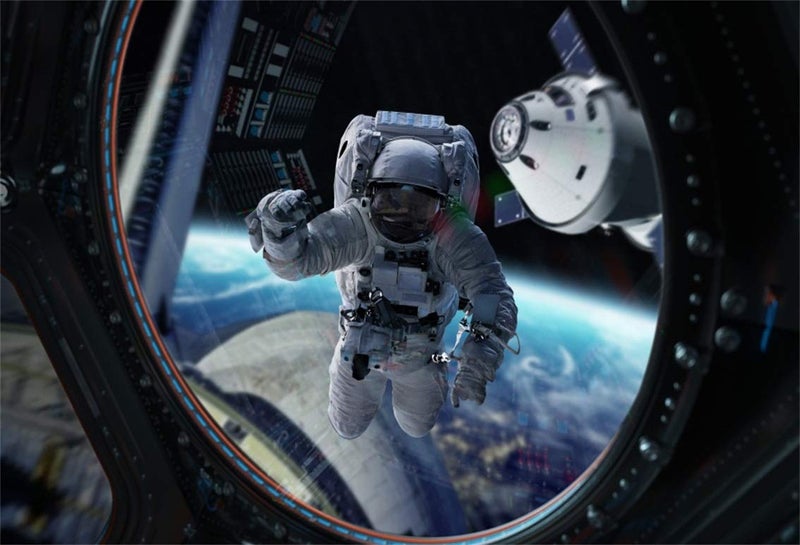 Leyiyi 5x3ft Astronaut Working Backdrop Planetarium Banner Space Station Universe Explore Shuttle Spacecraft Asteroid Travel Photo Background Kids Adventure Portrait Shoot Studio Vinyl Prop Wallpaper - Image 1